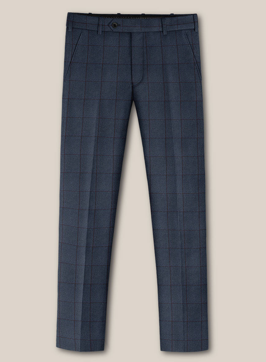 Scabal Tornado Windowpane Blue Wool Suit - StudioSuits