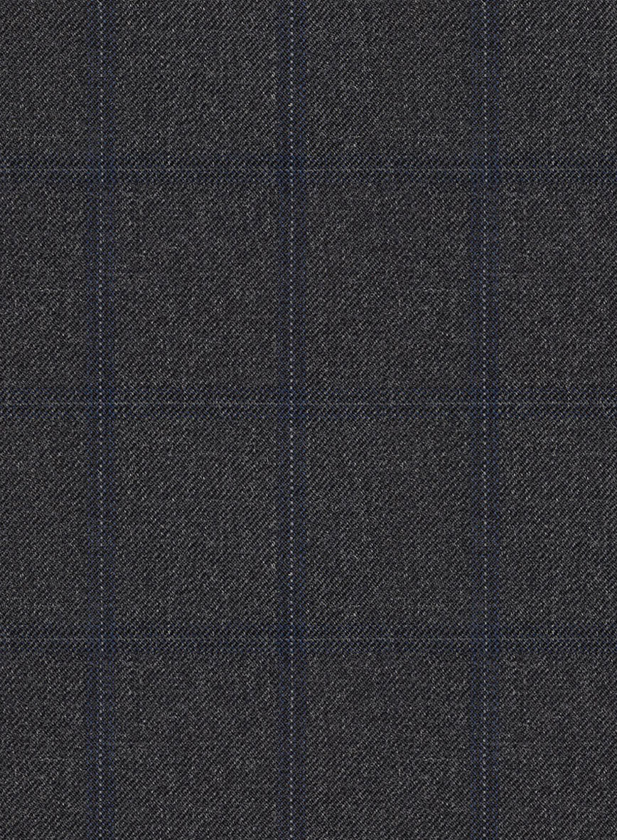 Scabal Tornado Windowpane Dark Gray Wool Pants - StudioSuits