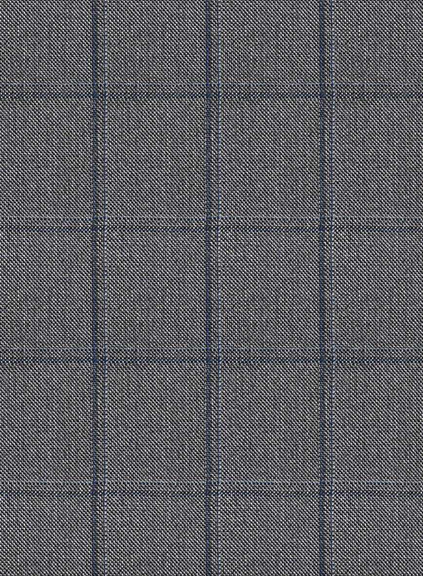 Scabal Tornado Windowpane Gray Wool Jacket - StudioSuits