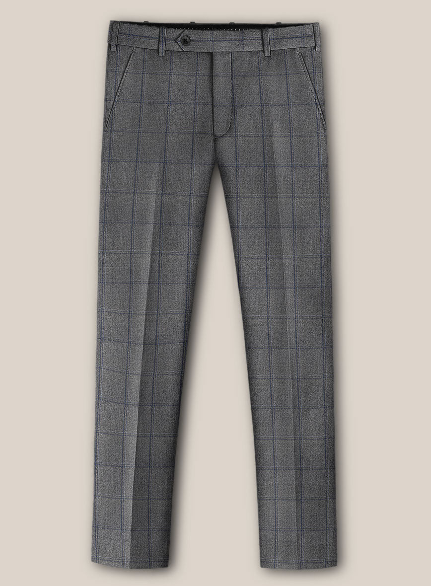 Scabal Tornado Windowpane Gray Wool Suit - StudioSuits
