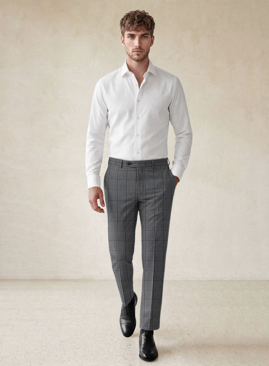 Scabal Tornado Windowpane Gray Wool Suit - StudioSuits