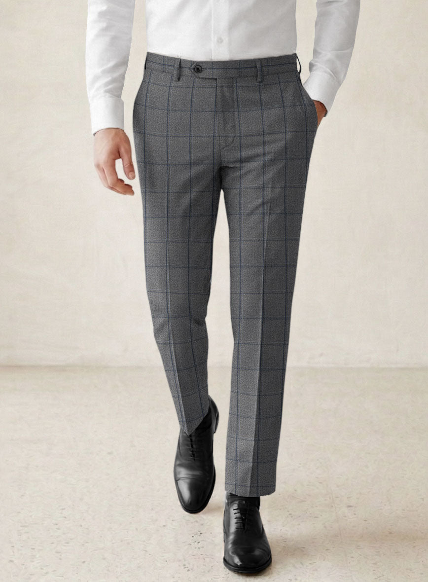 Scabal Tornado Windowpane Gray Wool Suit - StudioSuits