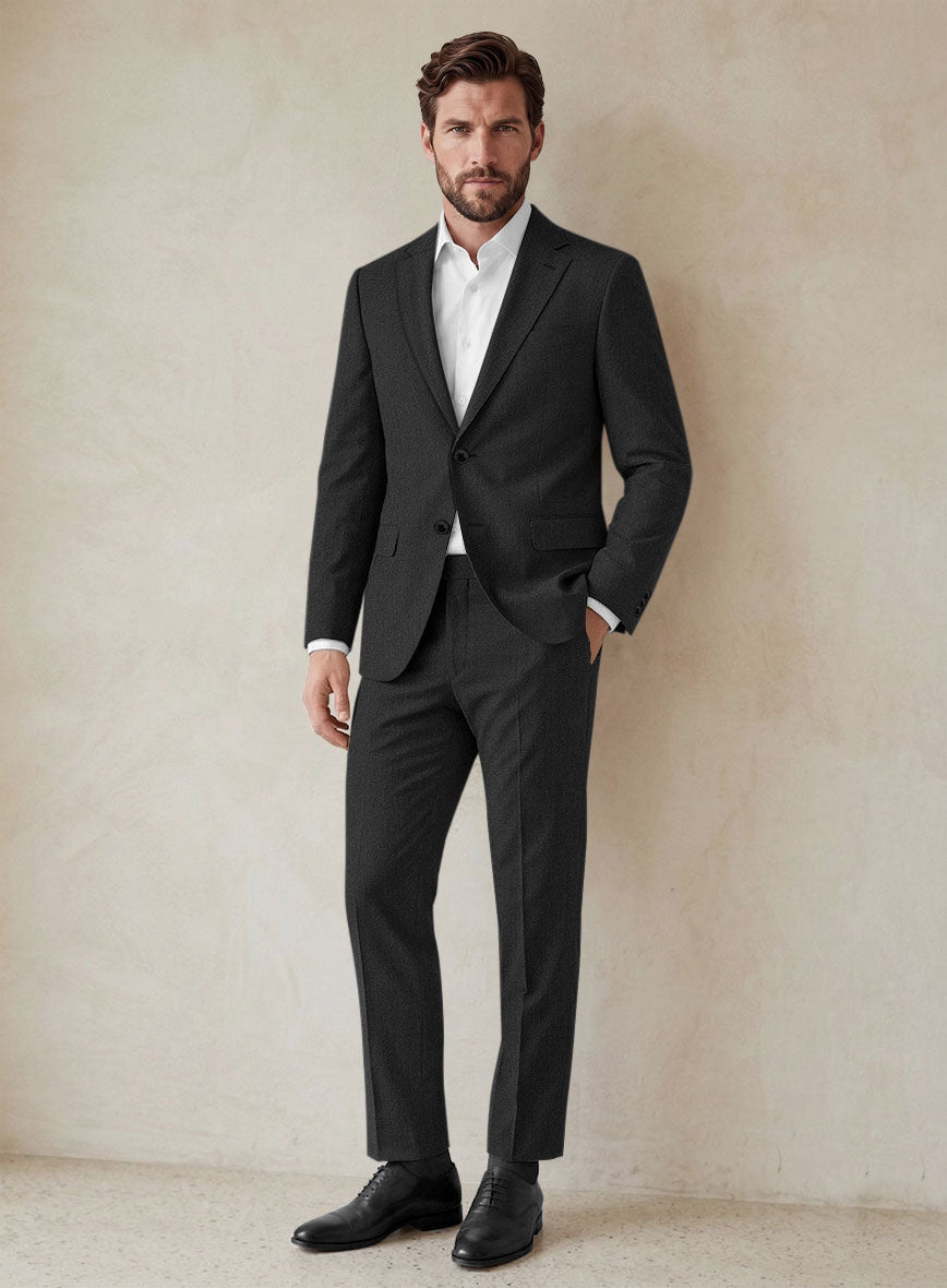 Scabal Ugeni Herringbone Charcoal Wool Suit - StudioSuits