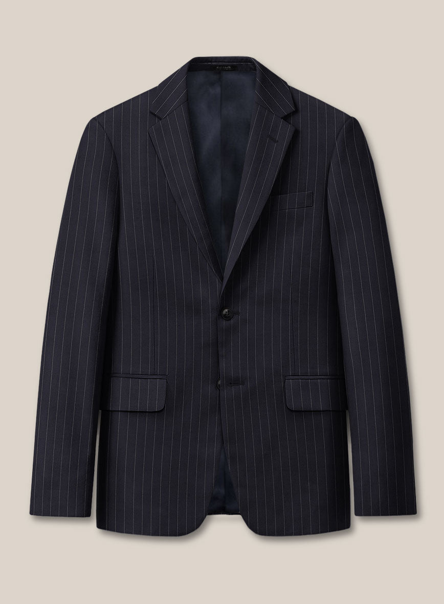 Scabal Vredlo Stripe Blue Wool Jacket - StudioSuits