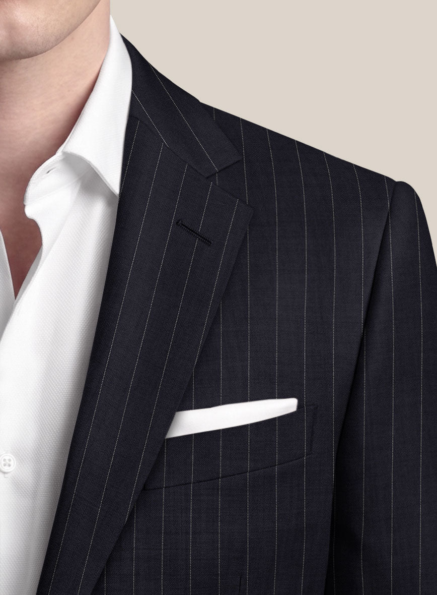 Scabal Vredlo Stripe Blue Wool Jacket - StudioSuits