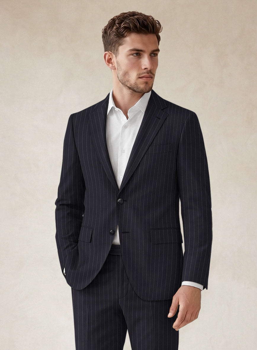 Scabal Vredlo Stripe Blue Wool Jacket - StudioSuits