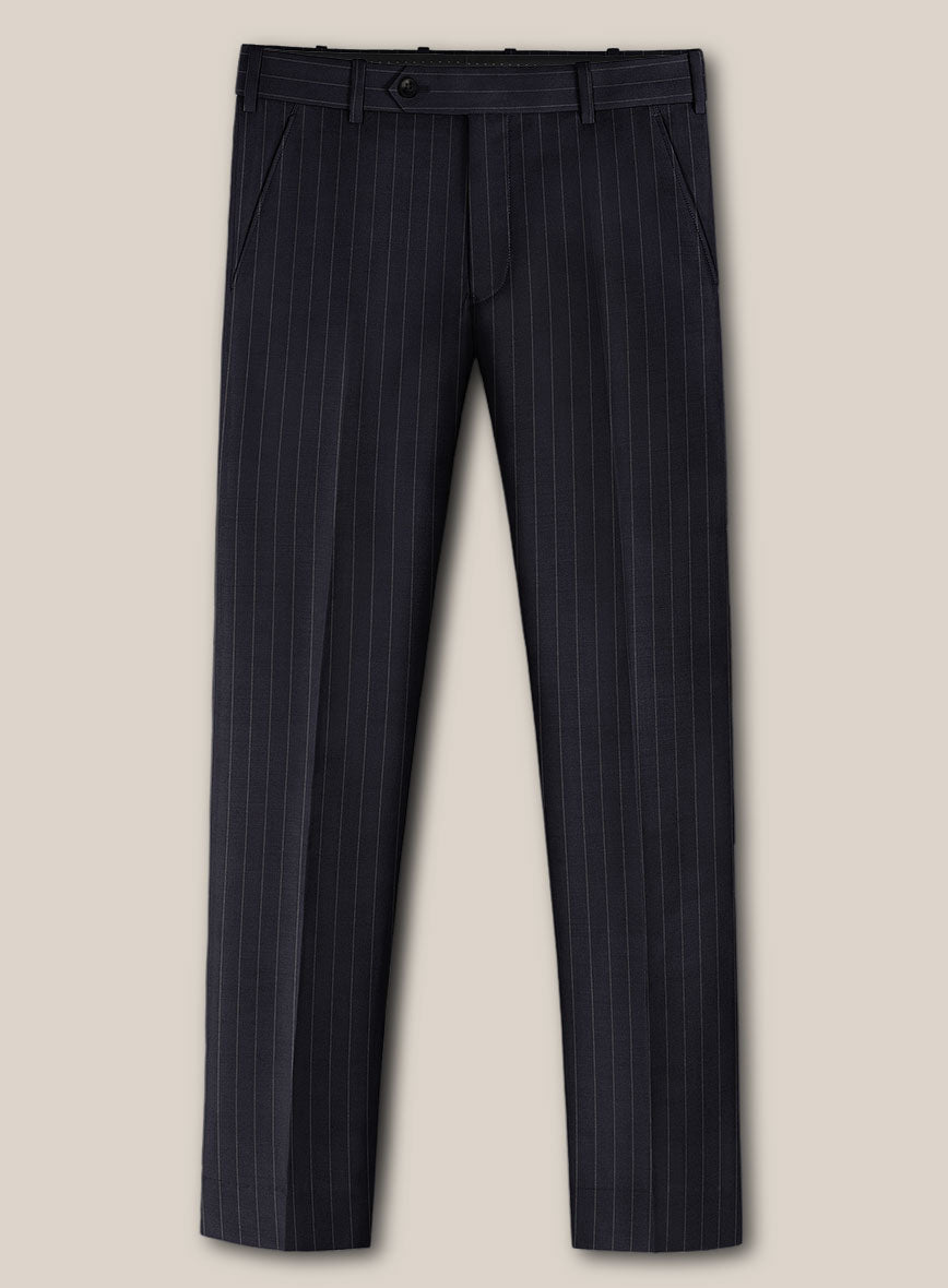 Scabal Vredlo Stripe Blue Wool Pants - StudioSuits