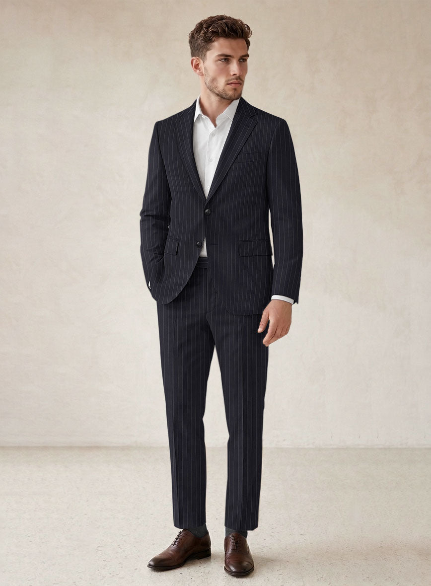 Scabal Vredlo Stripe Blue Wool Suit - StudioSuits