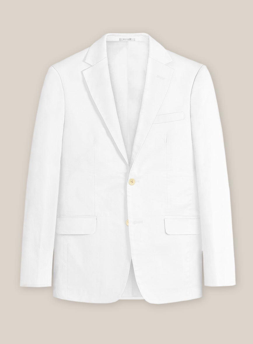 Scabal White Cotton Stretch Jacket - StudioSuits