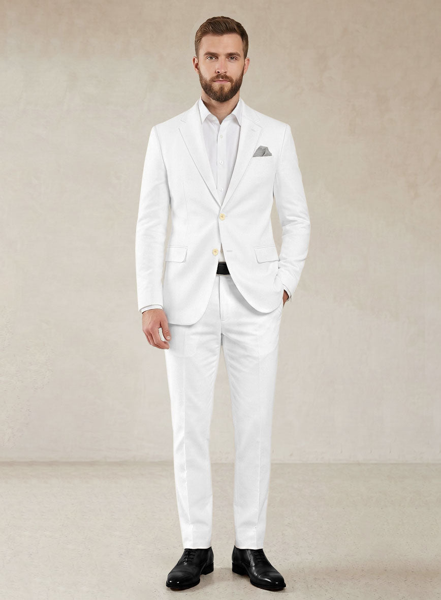 Scabal White Cotton Stretch Suit - StudioSuits