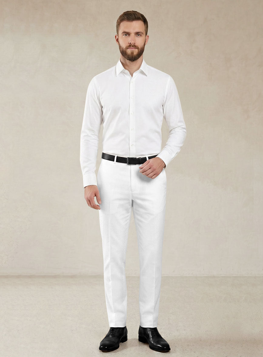 Scabal White Cotton Stretch Suit - StudioSuits