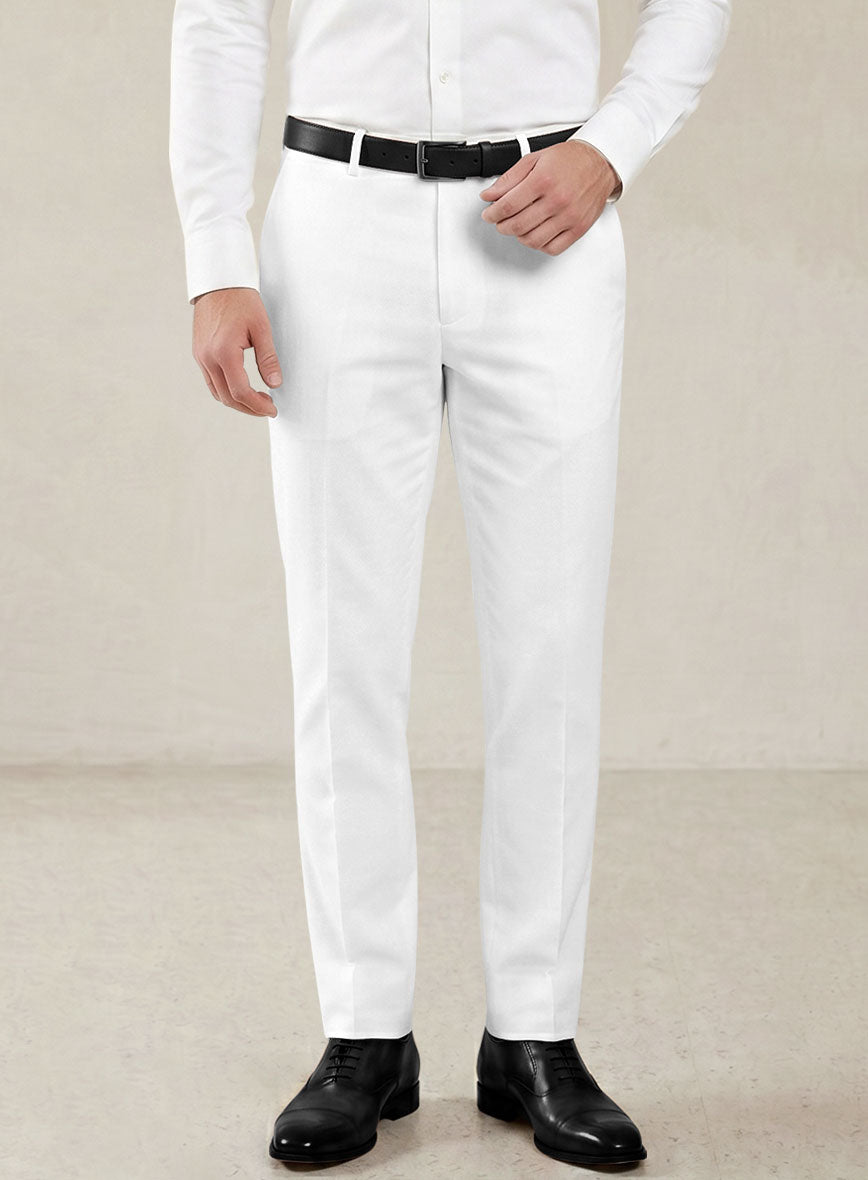 Scabal White Cotton Stretch Suit - StudioSuits