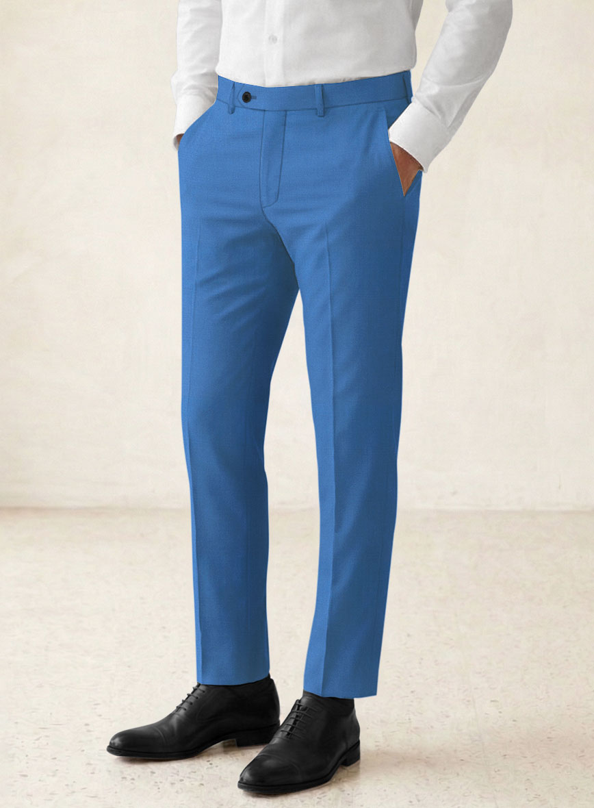 Scabal Yale Blue Wool Pants - StudioSuits