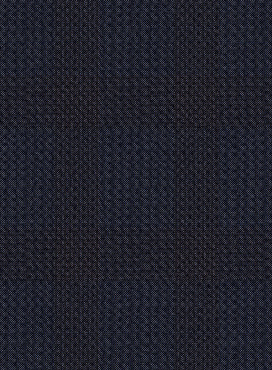 Scabal Aleyo Checks Blue Wool Pants - StudioSuits