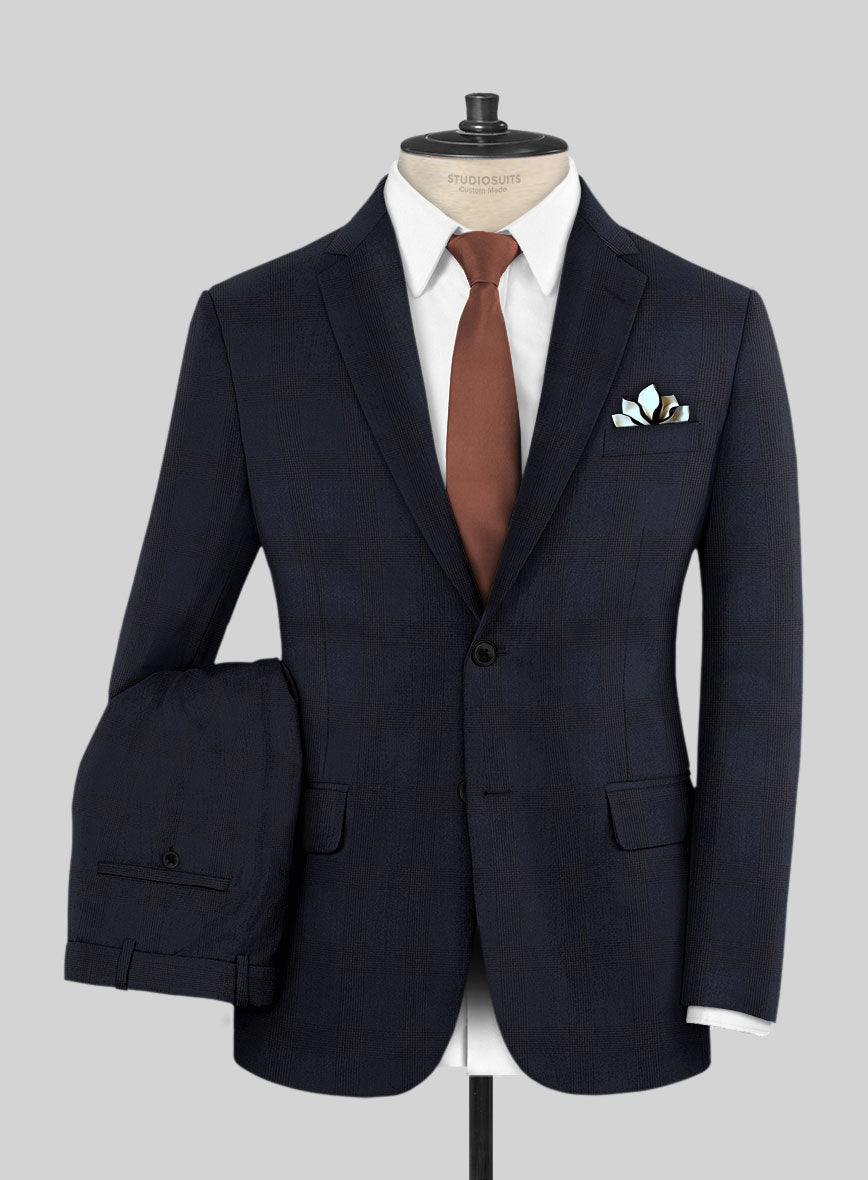 Scabal Aleyo Checks Blue Wool Suit - StudioSuits