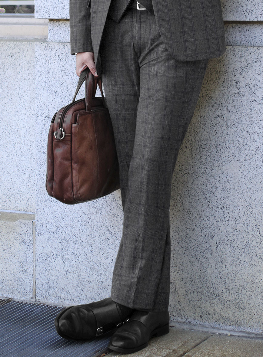 Scabal Algen Glen Gray Wool Pants - StudioSuits