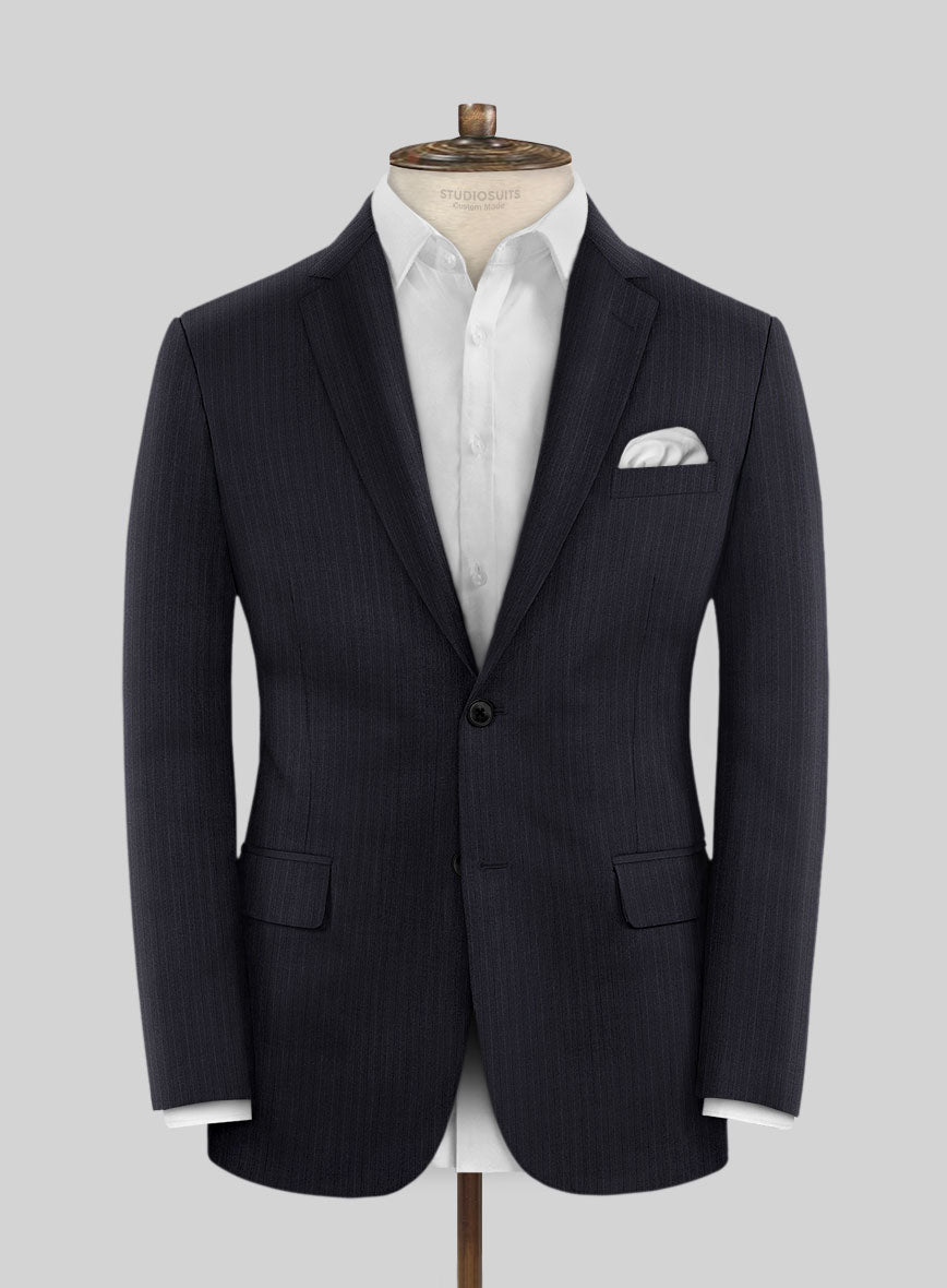 Scabal Alsa Stripe Blue Wool Jacket - StudioSuits