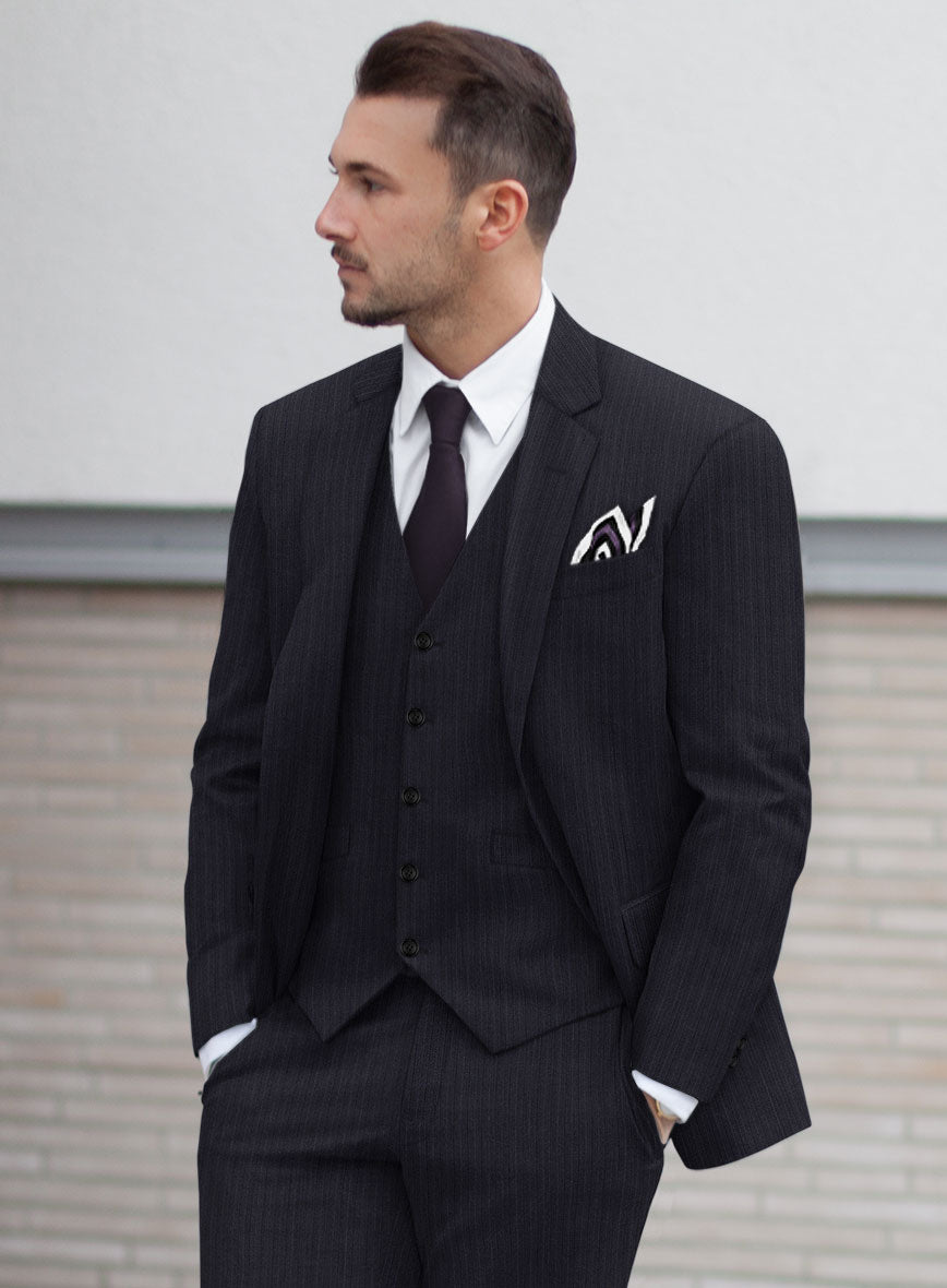 Scabal Alsa Stripe Blue Wool Jacket - StudioSuits