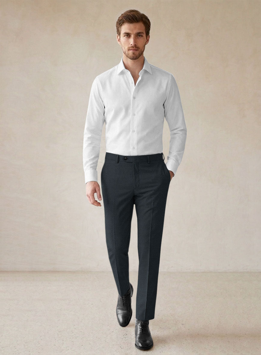 Scabal Alve Blue Wool Pants - StudioSuits