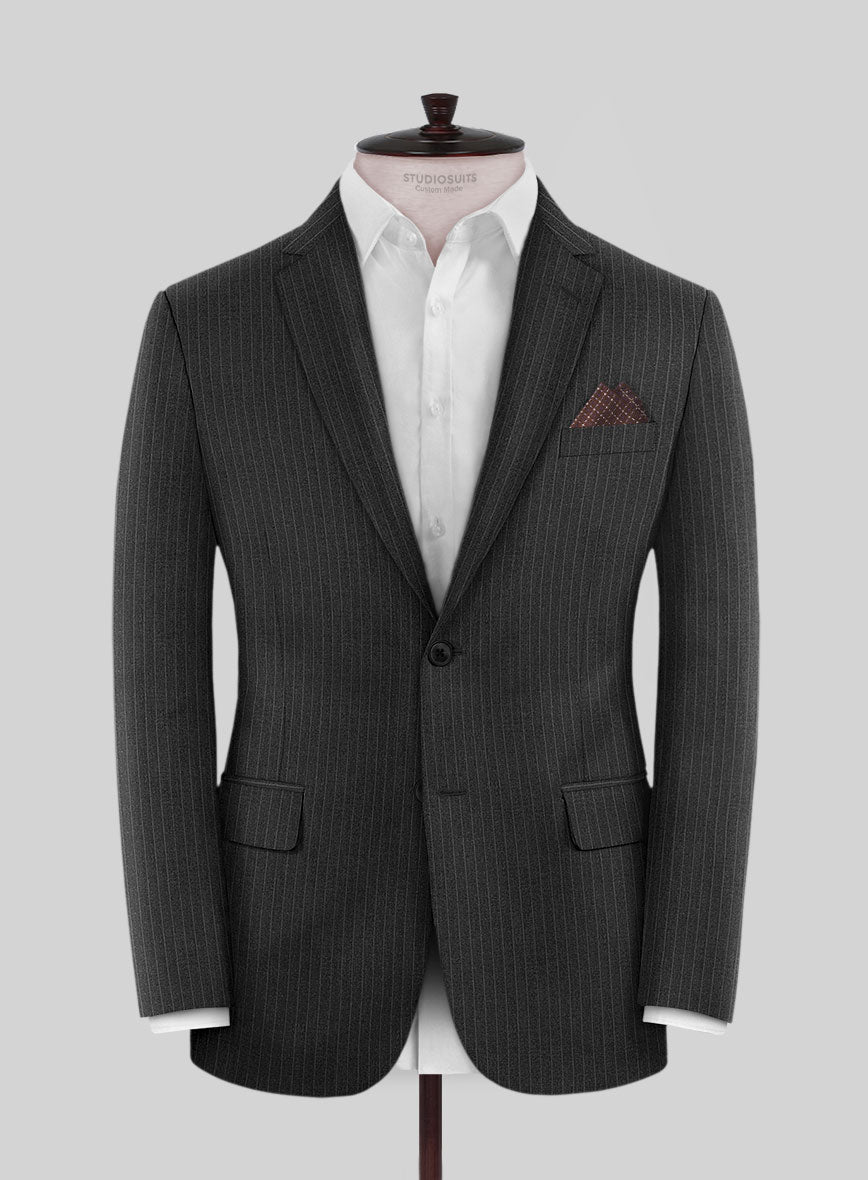 Scabal Amraso Stripe Charcoal Wool Jacket - StudioSuits