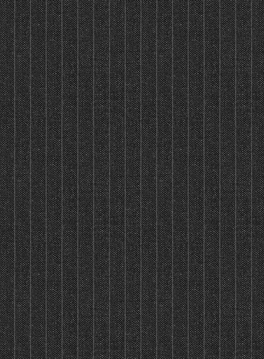Scabal Amraso Stripe Charcoal Wool Pants - StudioSuits