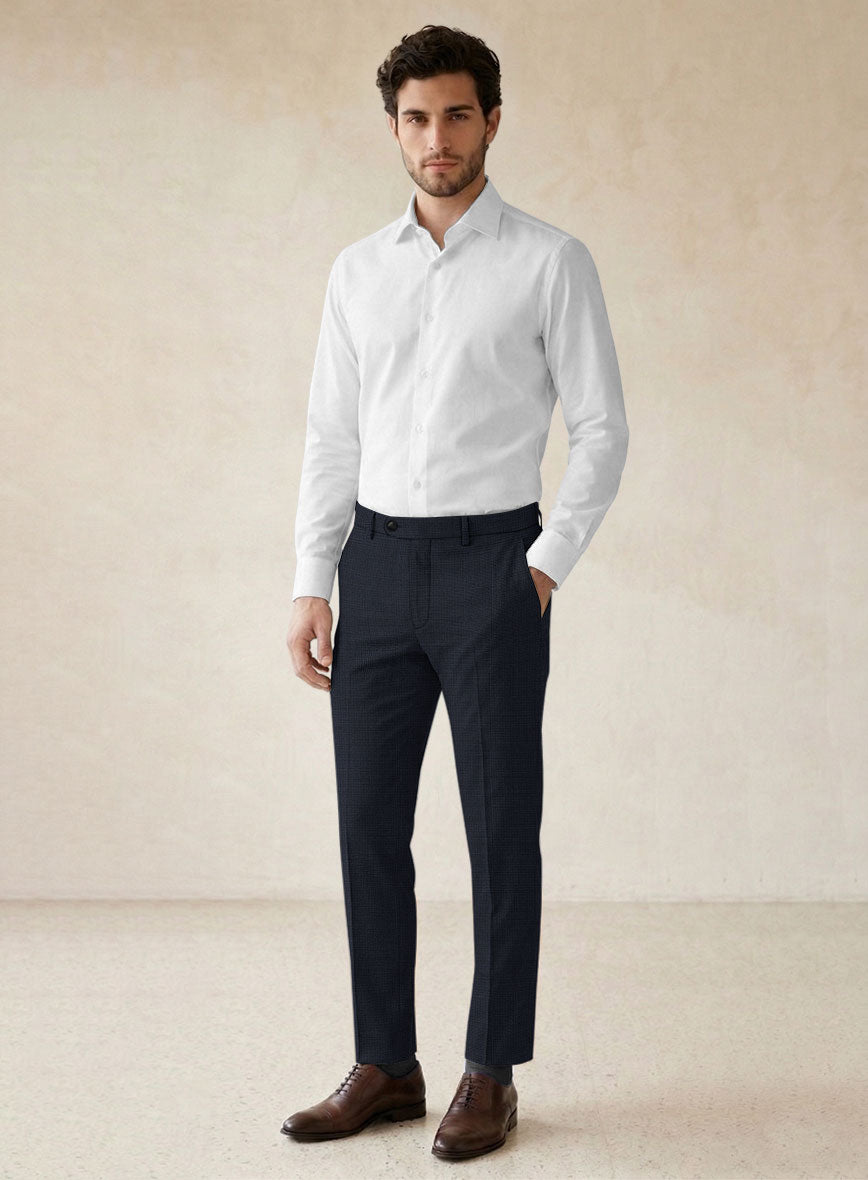 Scabal Aritmi Pinhead Blue Wool Pants - StudioSuits