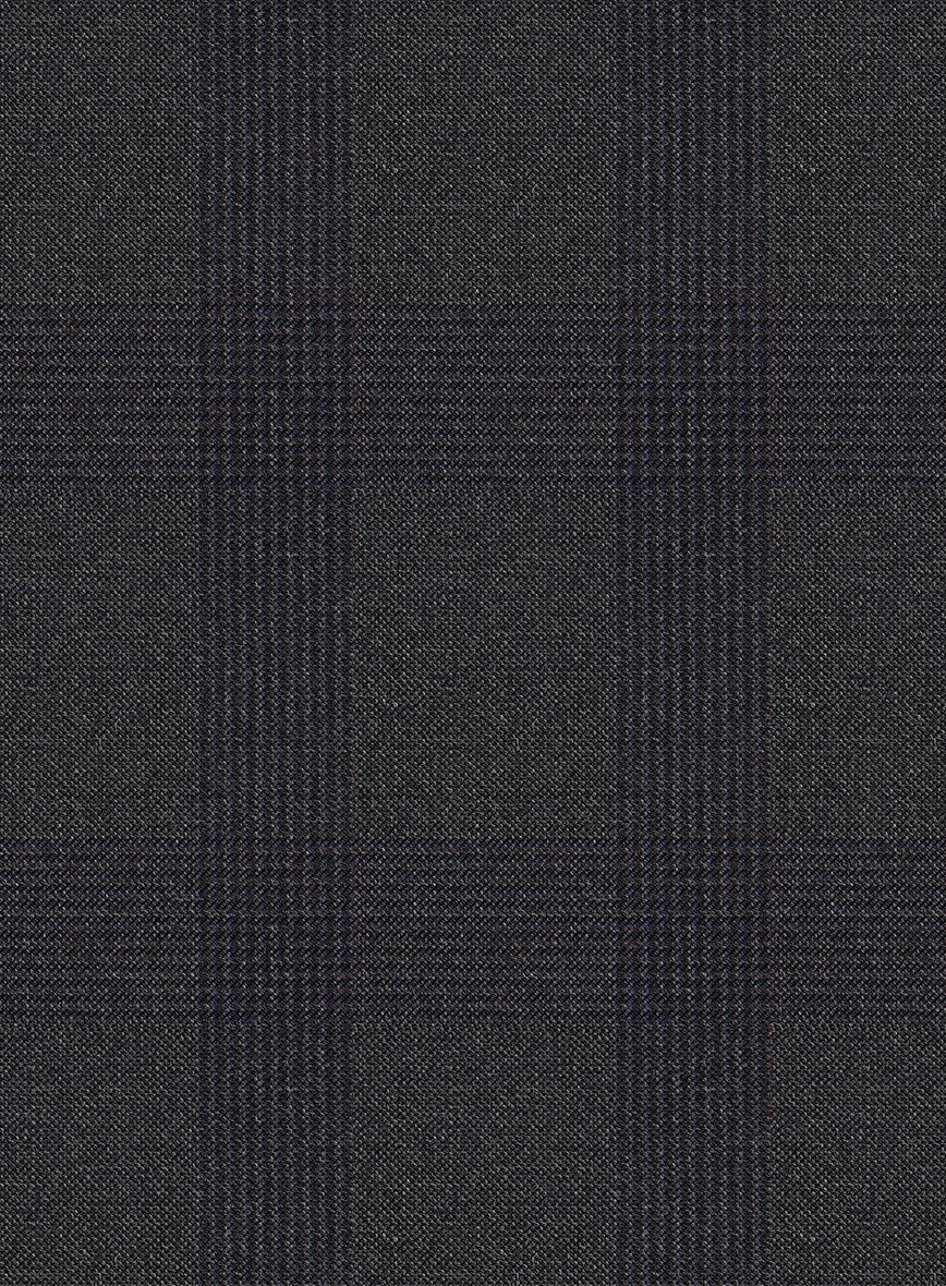 Scabal Arriol Checks Charcoal Wool Pants - StudioSuits