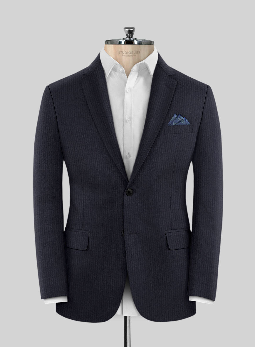 Scabal Ascio Stripe Blue Wool Jacket - StudioSuits