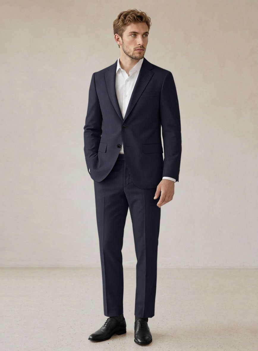 Scabal Ascio Stripe Blue Wool Suit - StudioSuits
