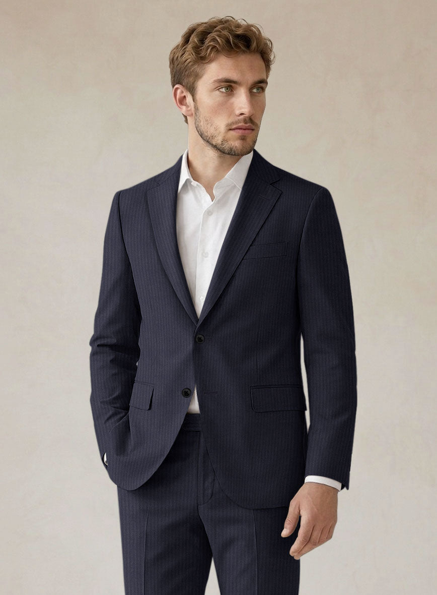 Scabal Ascio Stripe Blue Wool Suit - StudioSuits