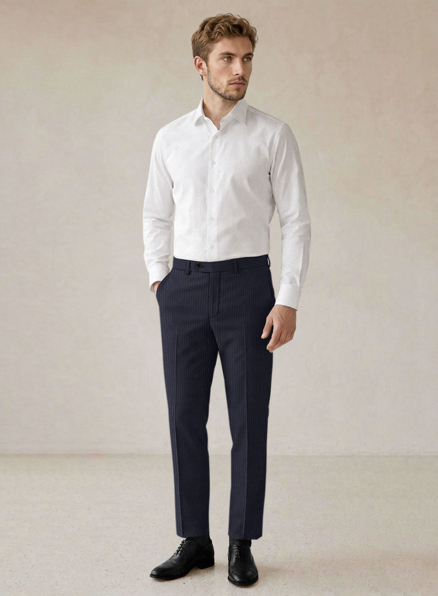 Scabal Ascio Stripe Blue Wool Suit - StudioSuits