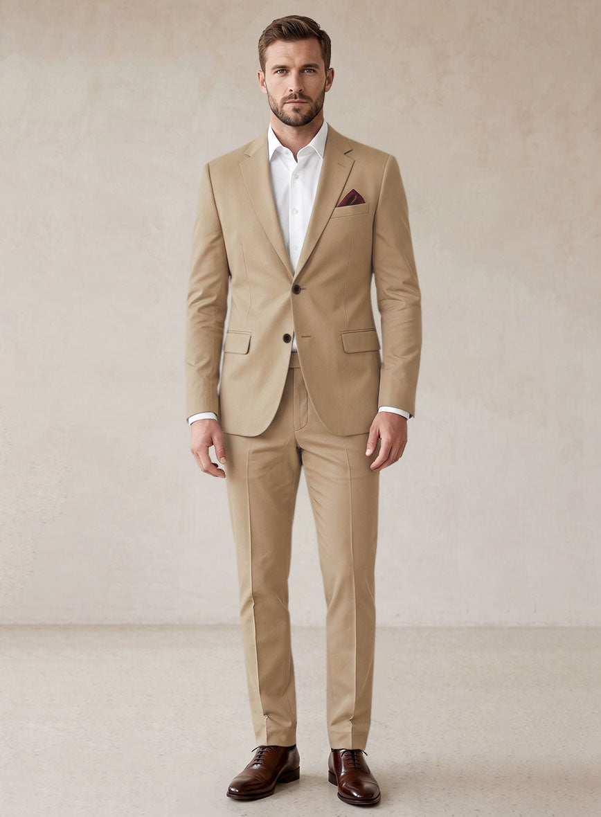 Scabal Beige Cashmere Cotton Suit - StudioSuits