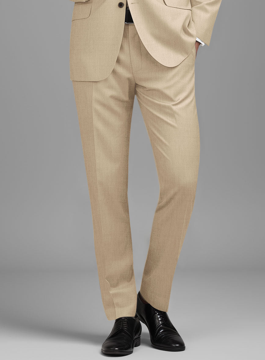 Scabal Beige Wool Pants - StudioSuits