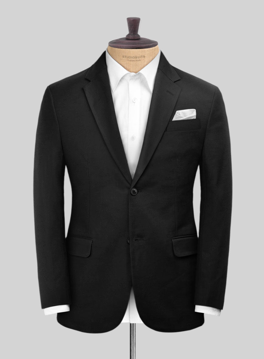Scabal Black Cotton Stretch Suit - StudioSuits