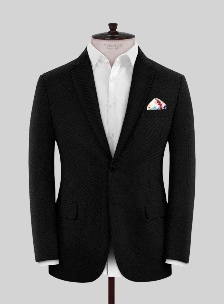 Scabal Black Waffle Wool Jacket - StudioSuits
