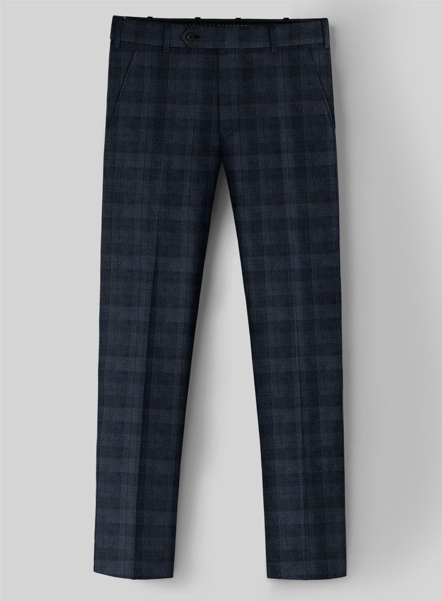 Scabal Blue Checks Pure Wool Pants - StudioSuits