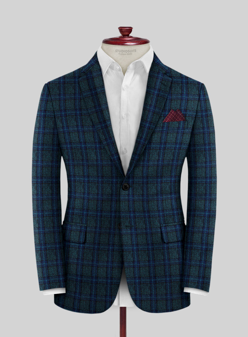 Scabal Blue Checks Wool Jacket - StudioSuits