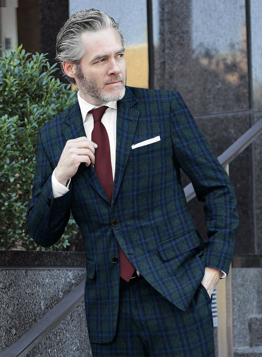 Scabal Blue Checks Wool Jacket - StudioSuits