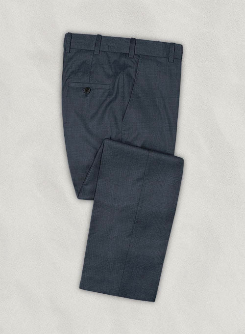 Scabal Blue Sharkskin Pure Wool Pants - StudioSuits