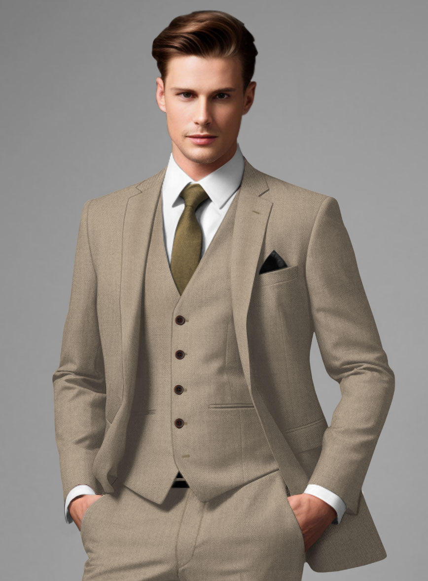 Scabal Boston Khaki Wool Suit - StudioSuits
