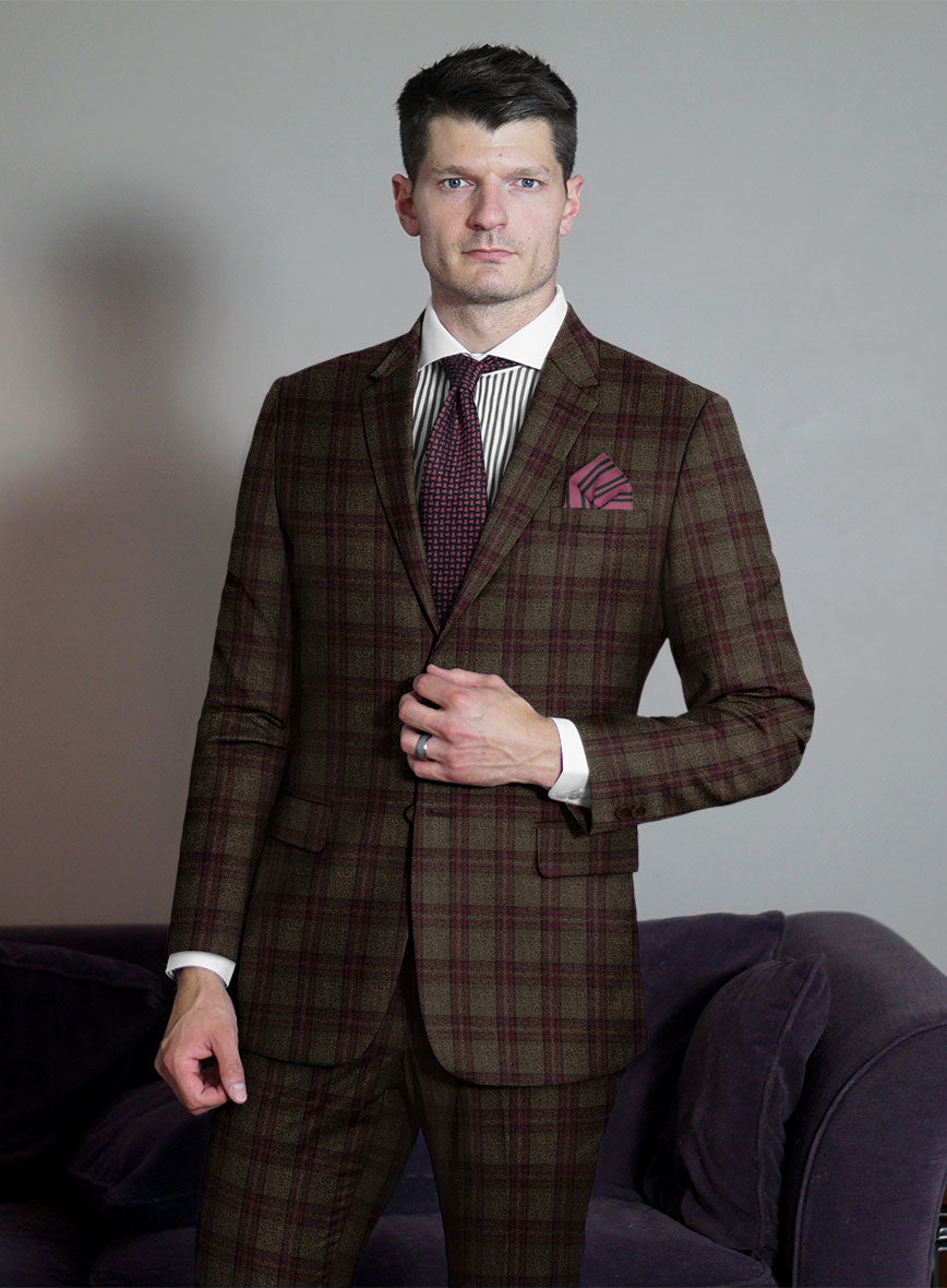 Scabal Brown Checks Wool Jacket - StudioSuits