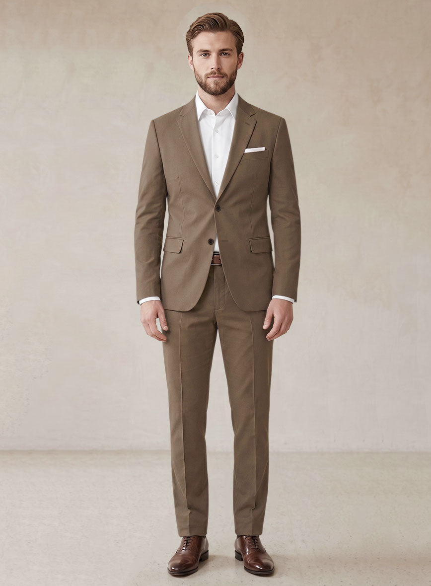 Scabal Brown Cotton Stretch Suit - StudioSuits