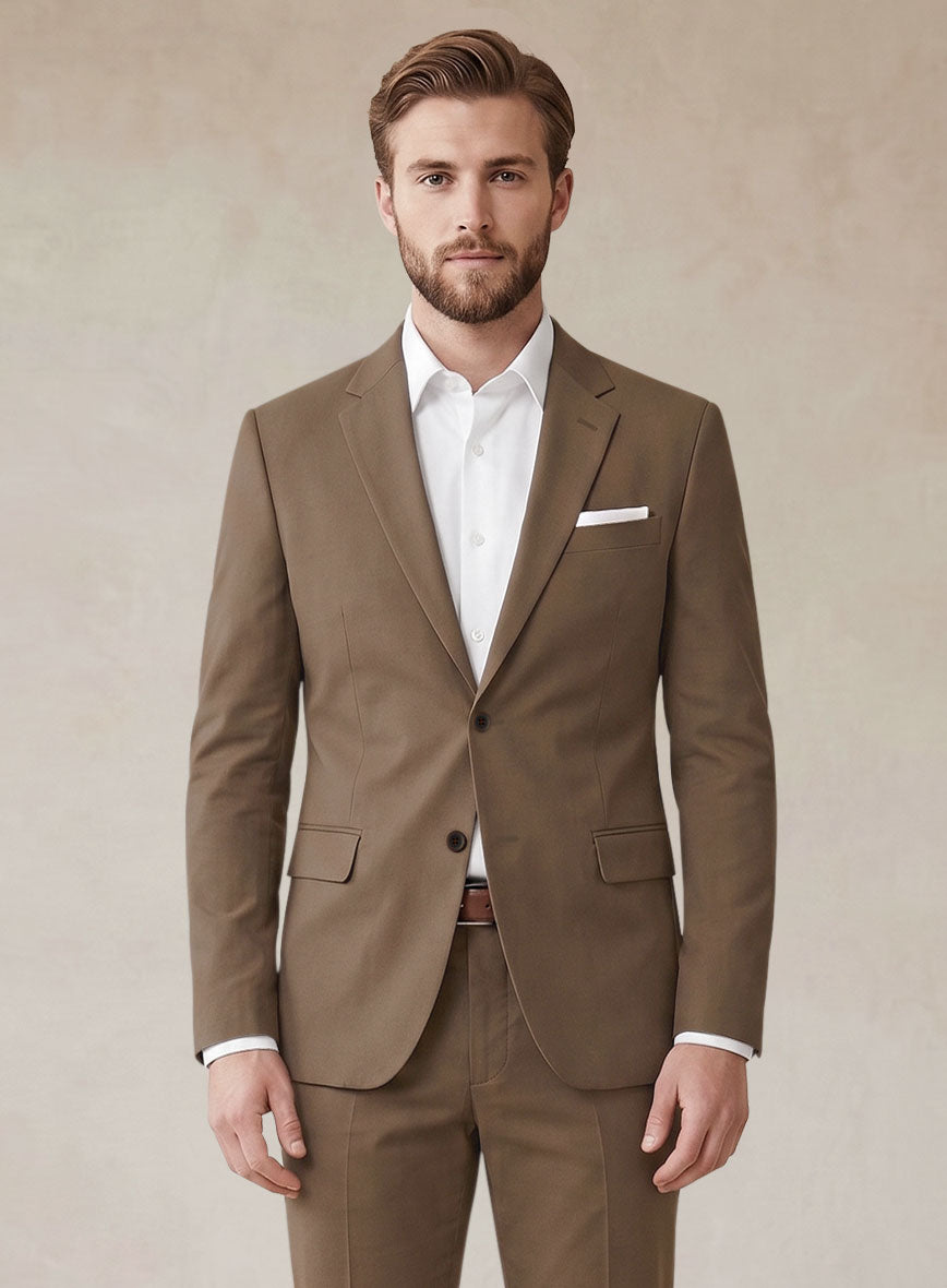 Scabal Brown Cotton Stretch Suit - StudioSuits
