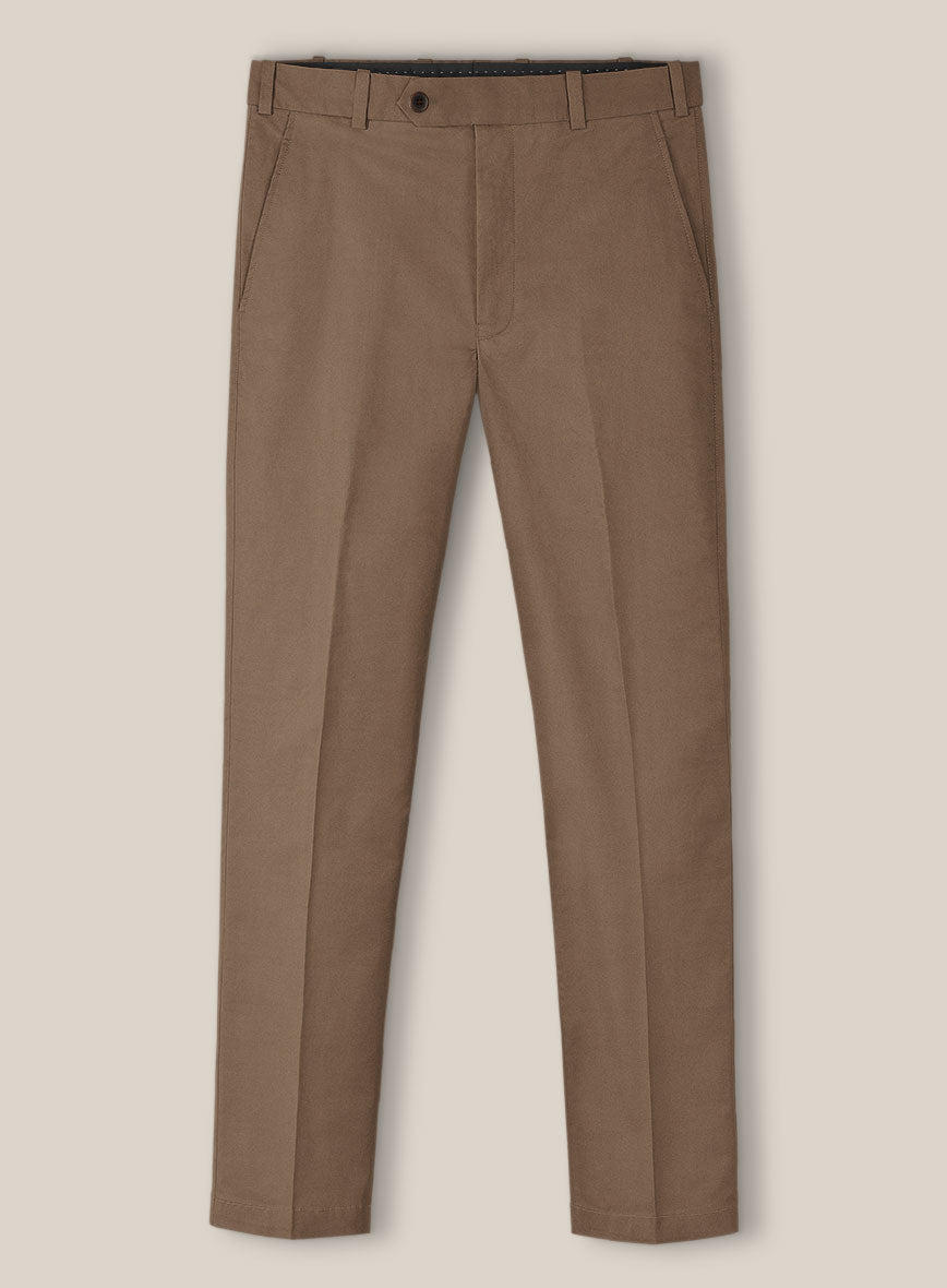 Scabal Brown Cotton Stretch Pants - StudioSuits