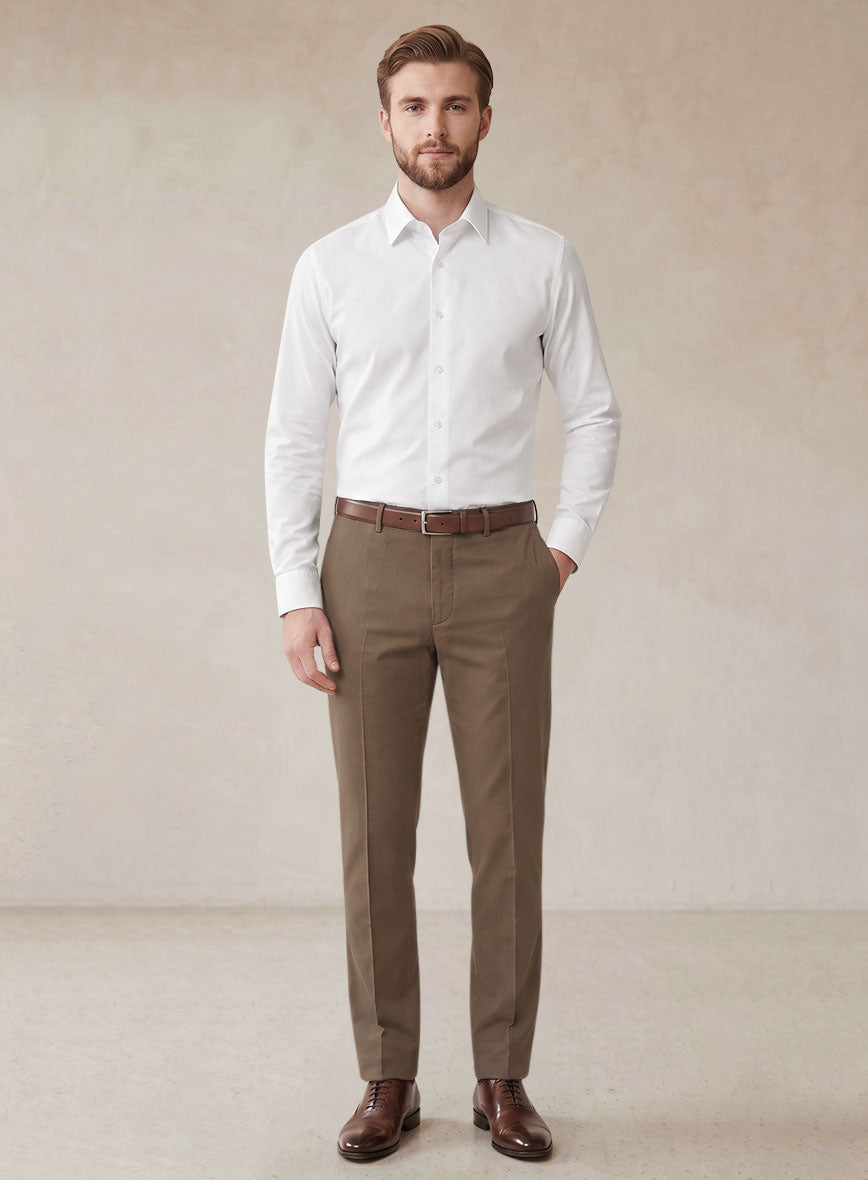 Scabal Brown Cotton Stretch Pants - StudioSuits