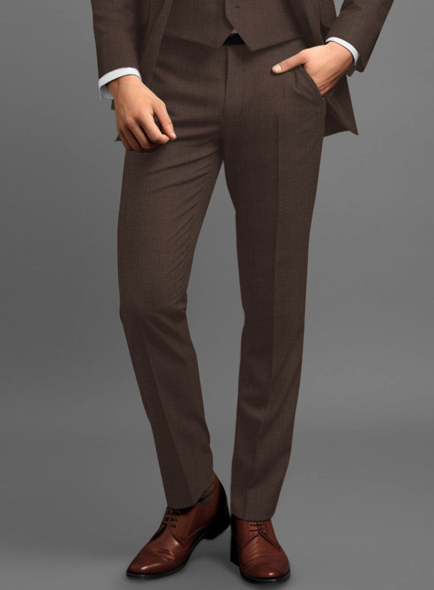 Scabal Brown Wool Pants - StudioSuits