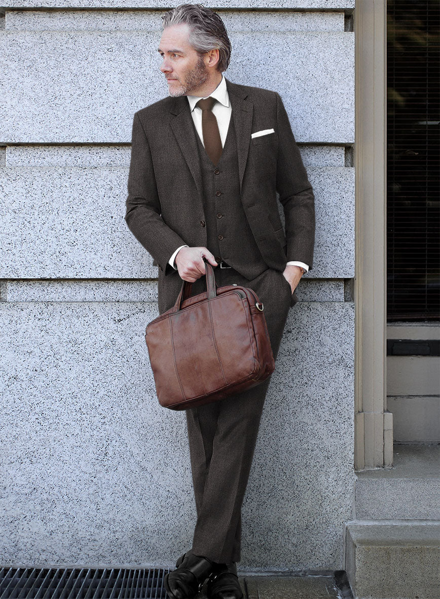 Scabal Sauri Brown Wool Suit - StudioSuits