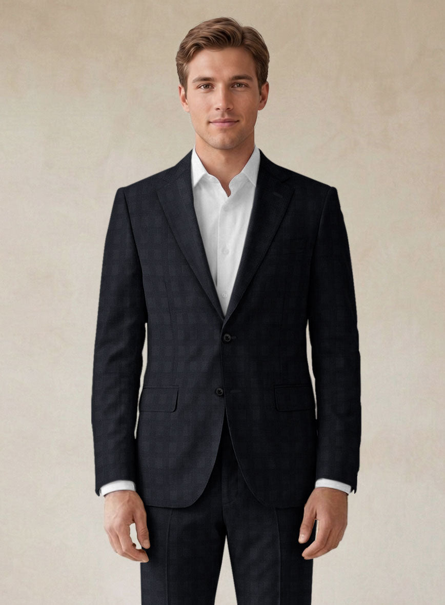 Scabal Cacho Checks Blue Wool Jacket - StudioSuits