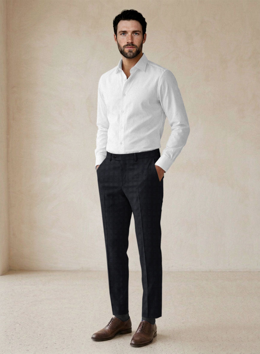 Scabal Cacho Checks Blue Wool Pants - StudioSuits