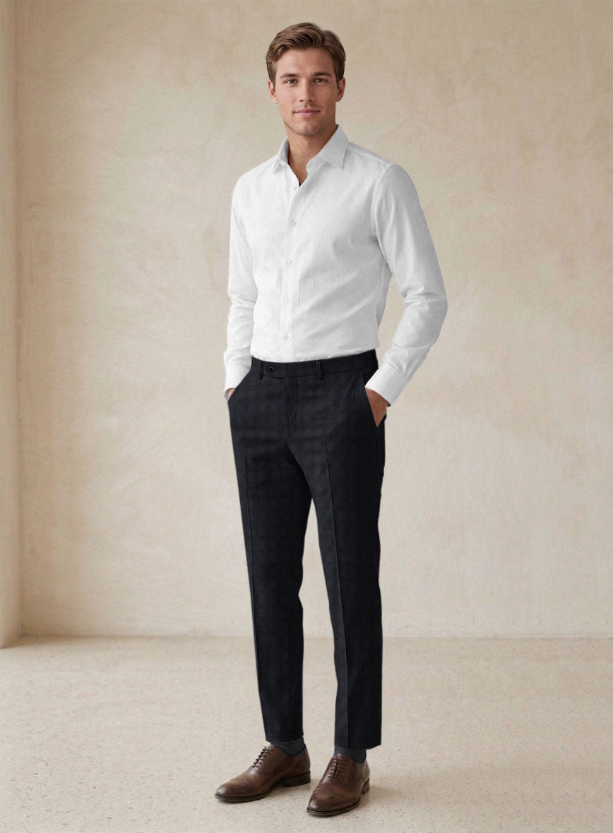 Scabal Cacho Checks Blue Wool Pants - StudioSuits